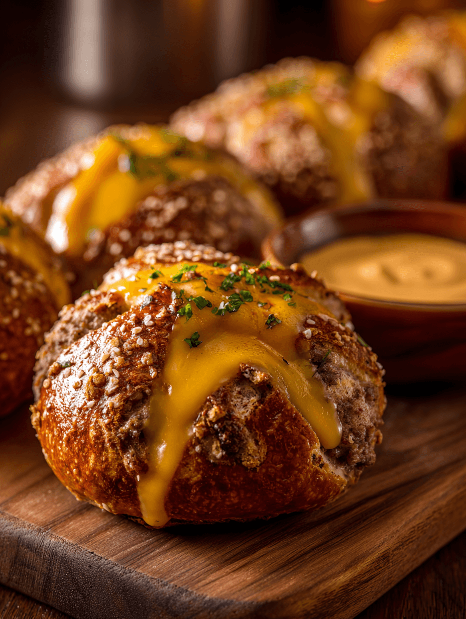 Cheeseburger Pretzel Bombs