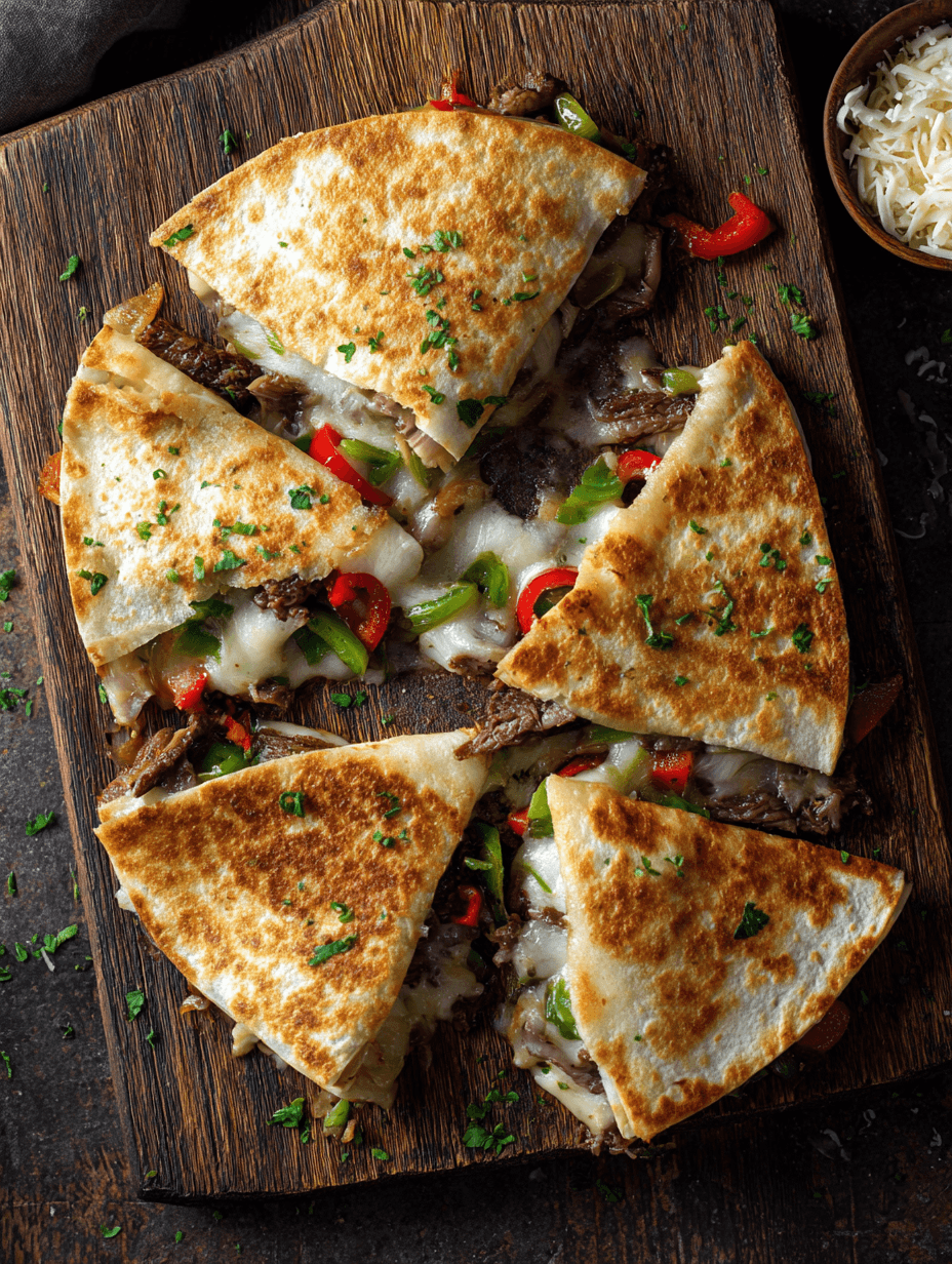 Cheesy Philly Cheese Steak Quesadillas