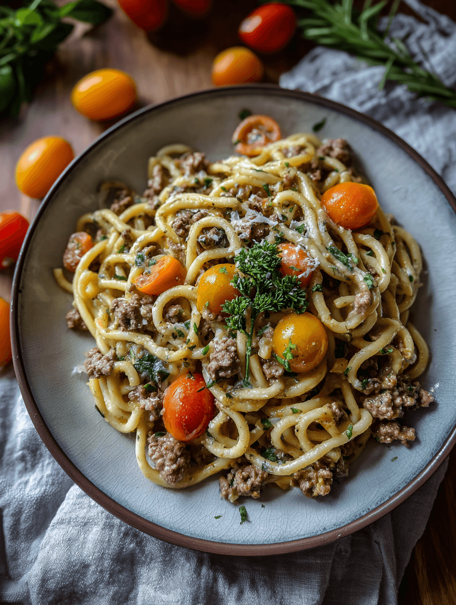 Creamy High Protein Beef Pasta