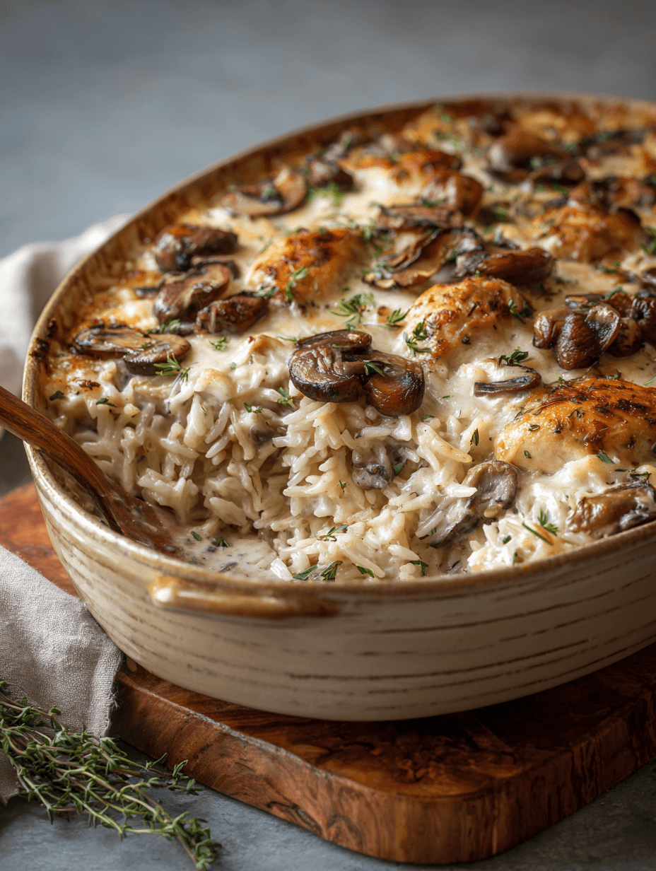 Creamy Mushroom Chicken & Rice Casserole