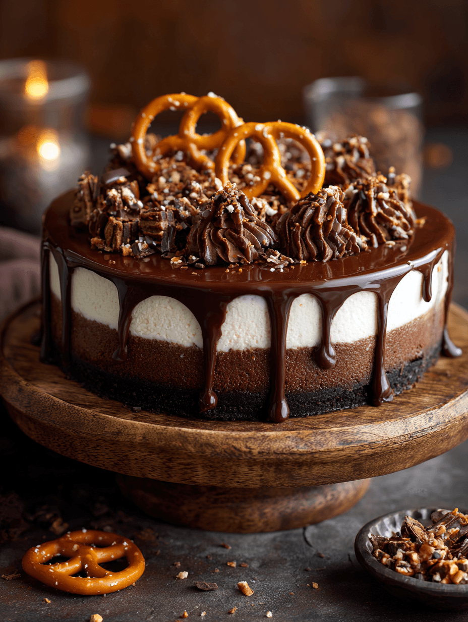Decadent Chocolate Pretzel Cheesecake