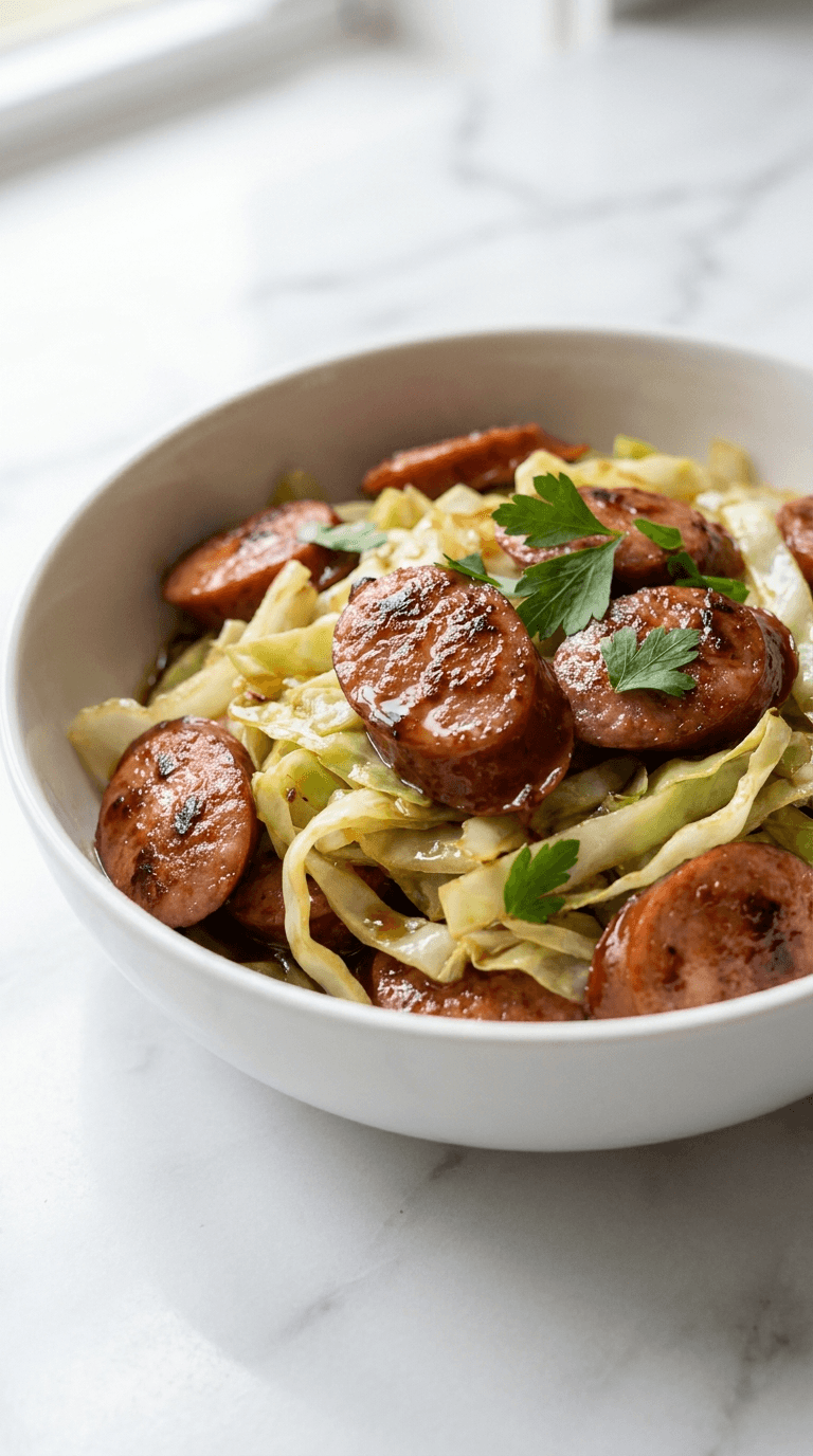 Healthy Low Carb Crockpot Cabbage and Sausage
