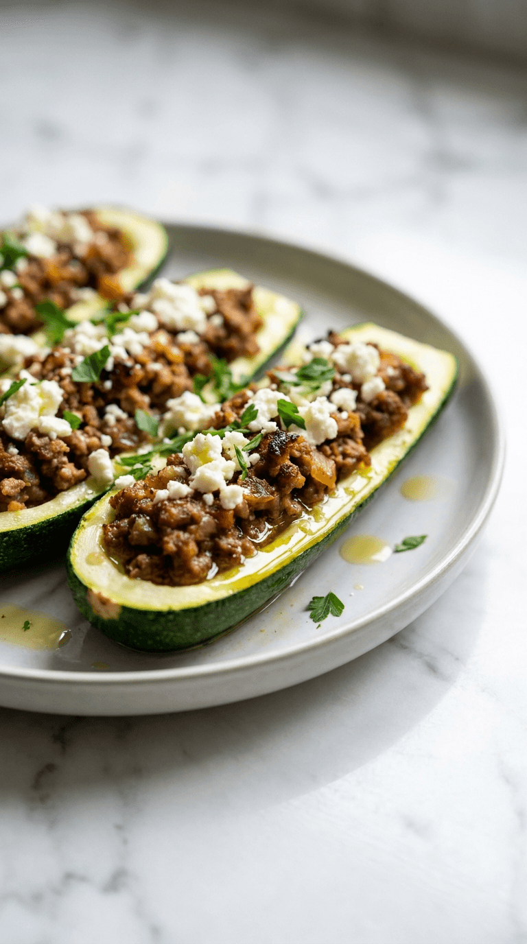 Low-Carb Mediterranean Stuffed Zucchini Boats