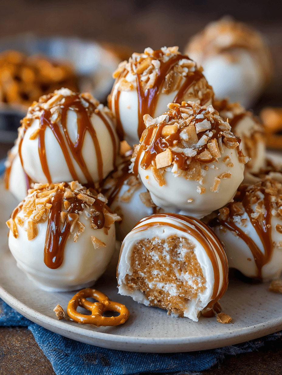 Salted Caramel Pretzel Cheesecake Balls