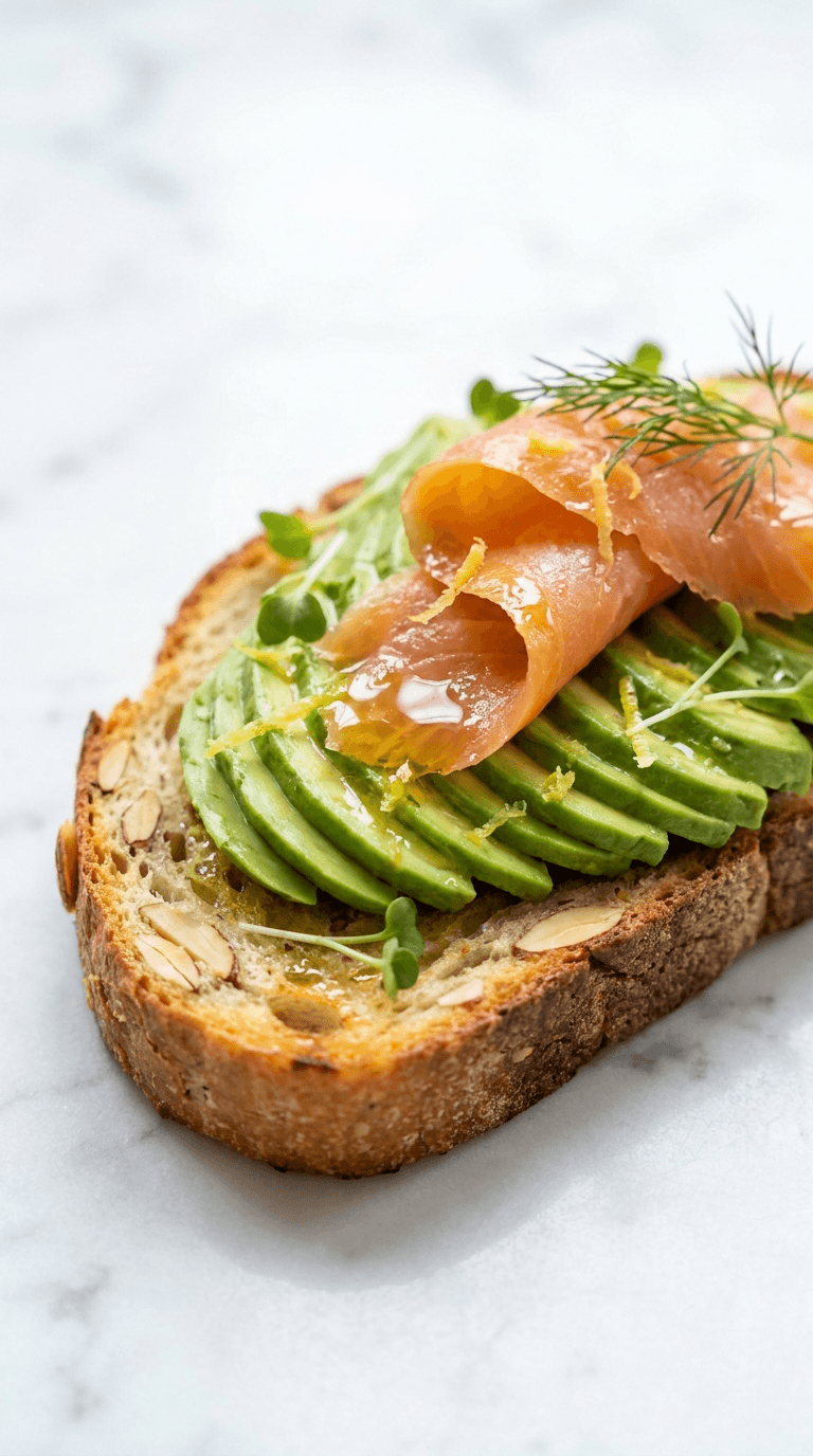 Smoked Salmon Avocado Toast (Almond Bread)