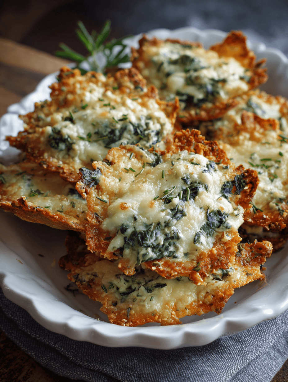 Spinach Dip Cheese Crisps