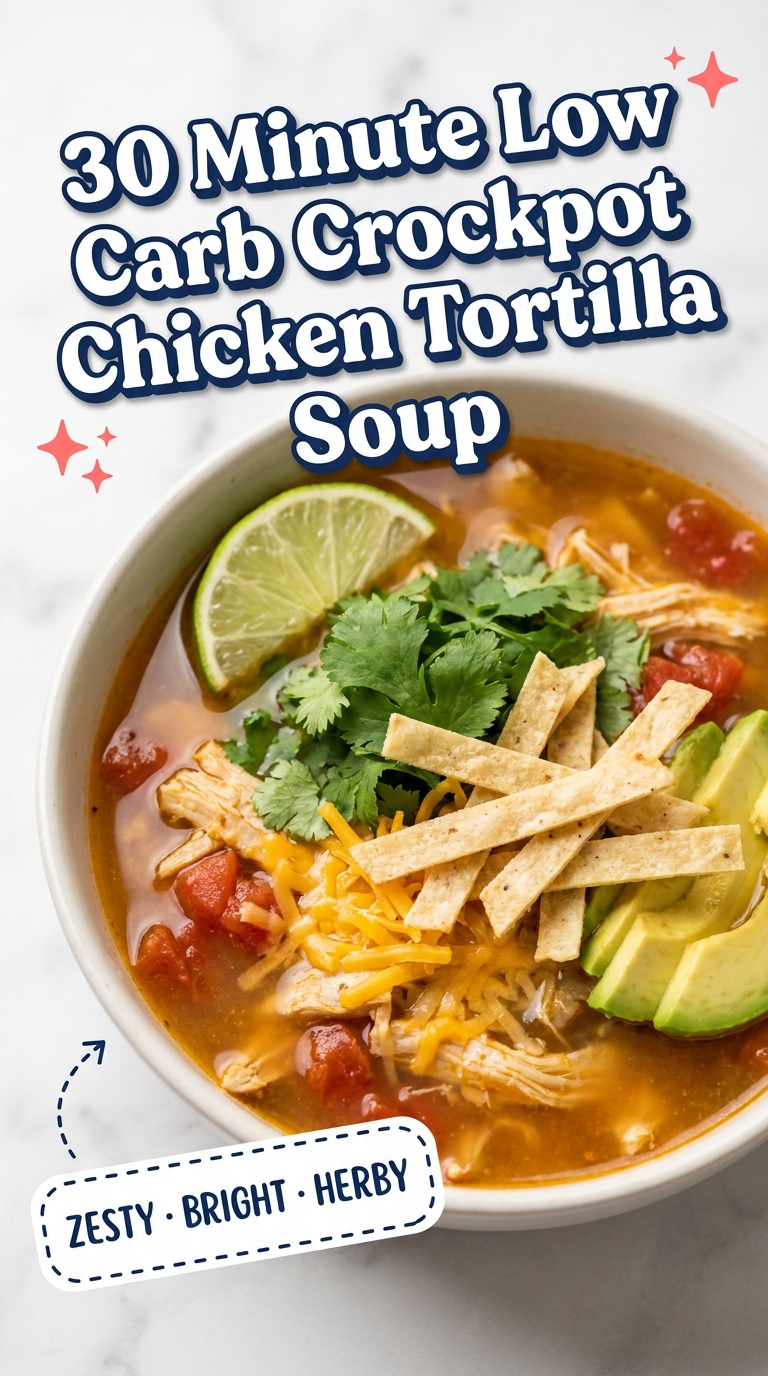30 minute low carb crockpot chicken tortilla soup