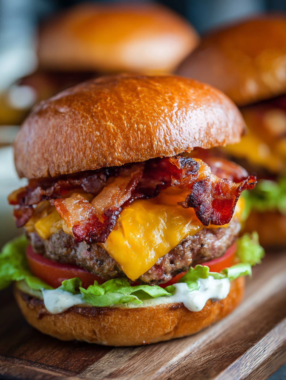 Bacon Cheddar Cheese Stuffed Burgers Recipe