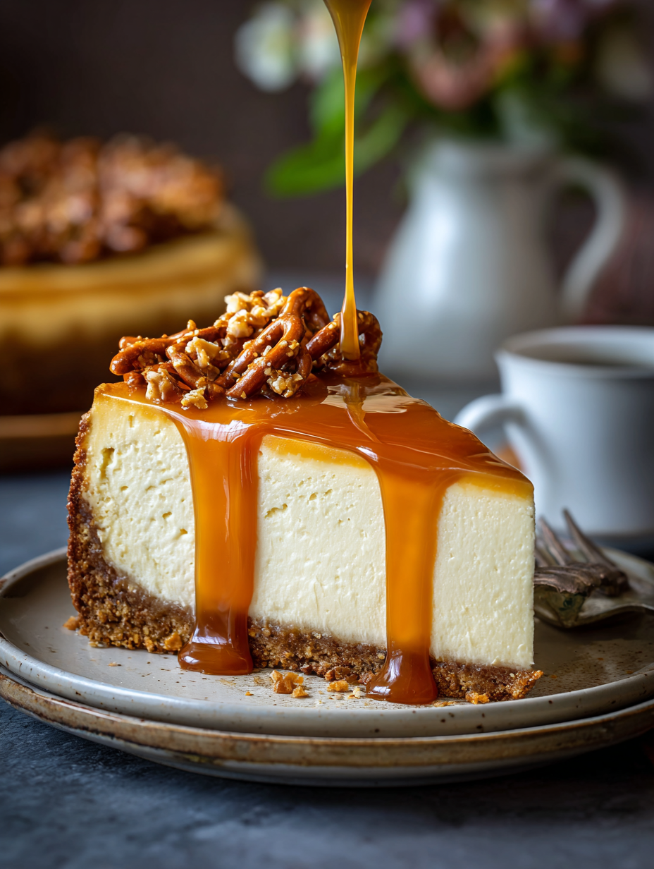 Caramel Cheesecake With a Pretzel Crust