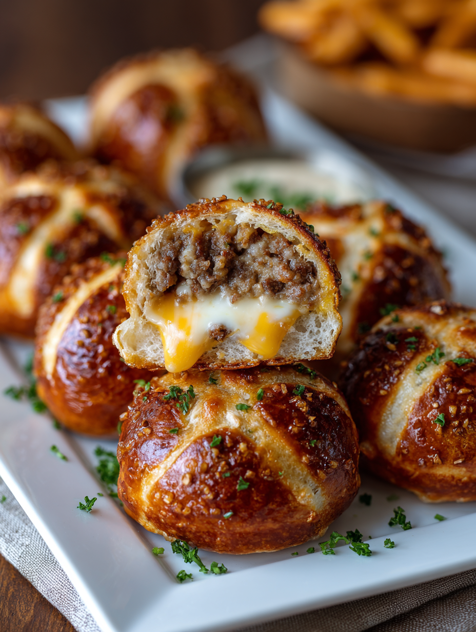 Cheeseburger Pretzel Bombs