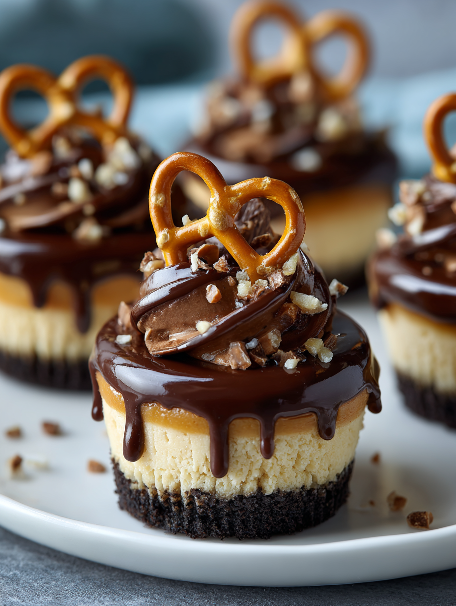 Chocolate Covered Peanut Butter Pretzel Cheesecake Cupcakes