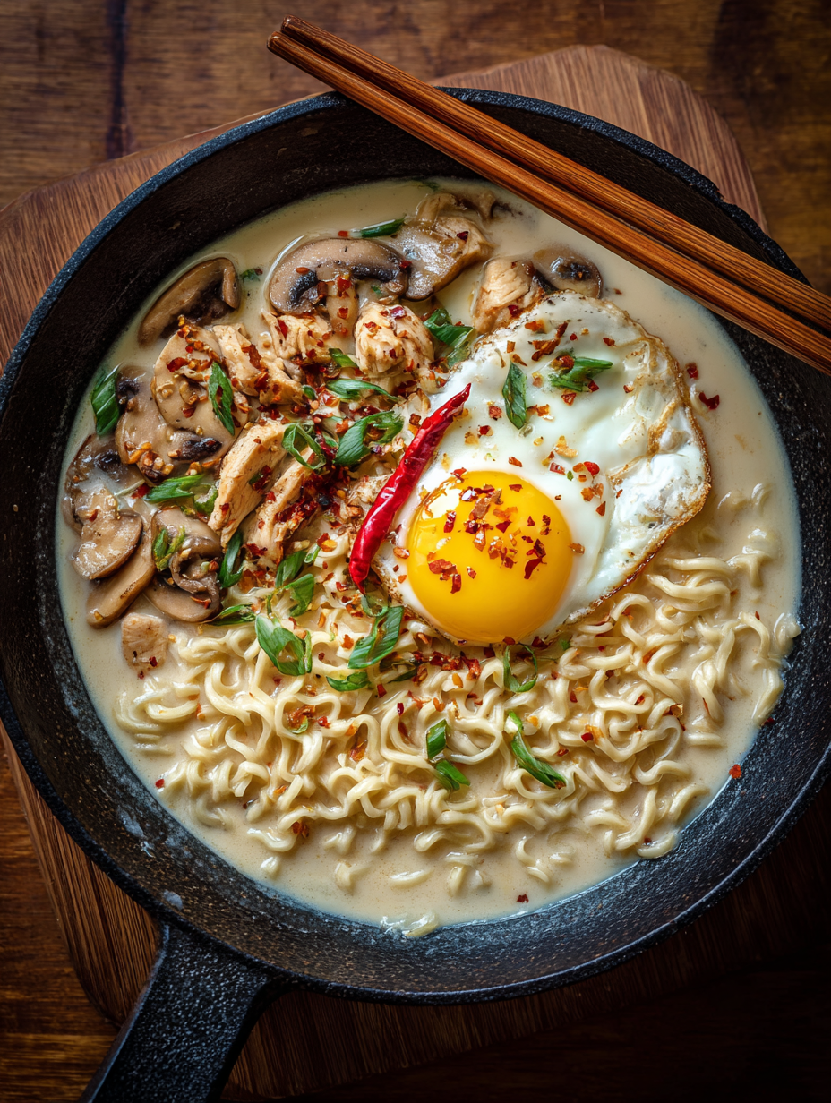 Creamy Garlic Chicken Ramen