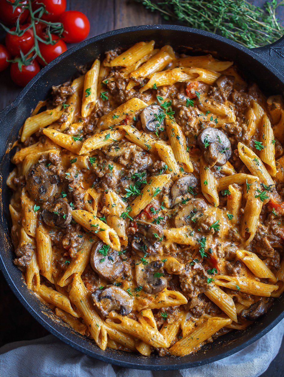 Creamy High Protein Beef Pasta