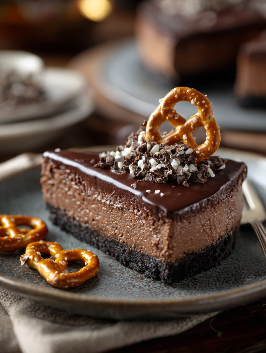 Decadent Chocolate Pretzel Cheesecake