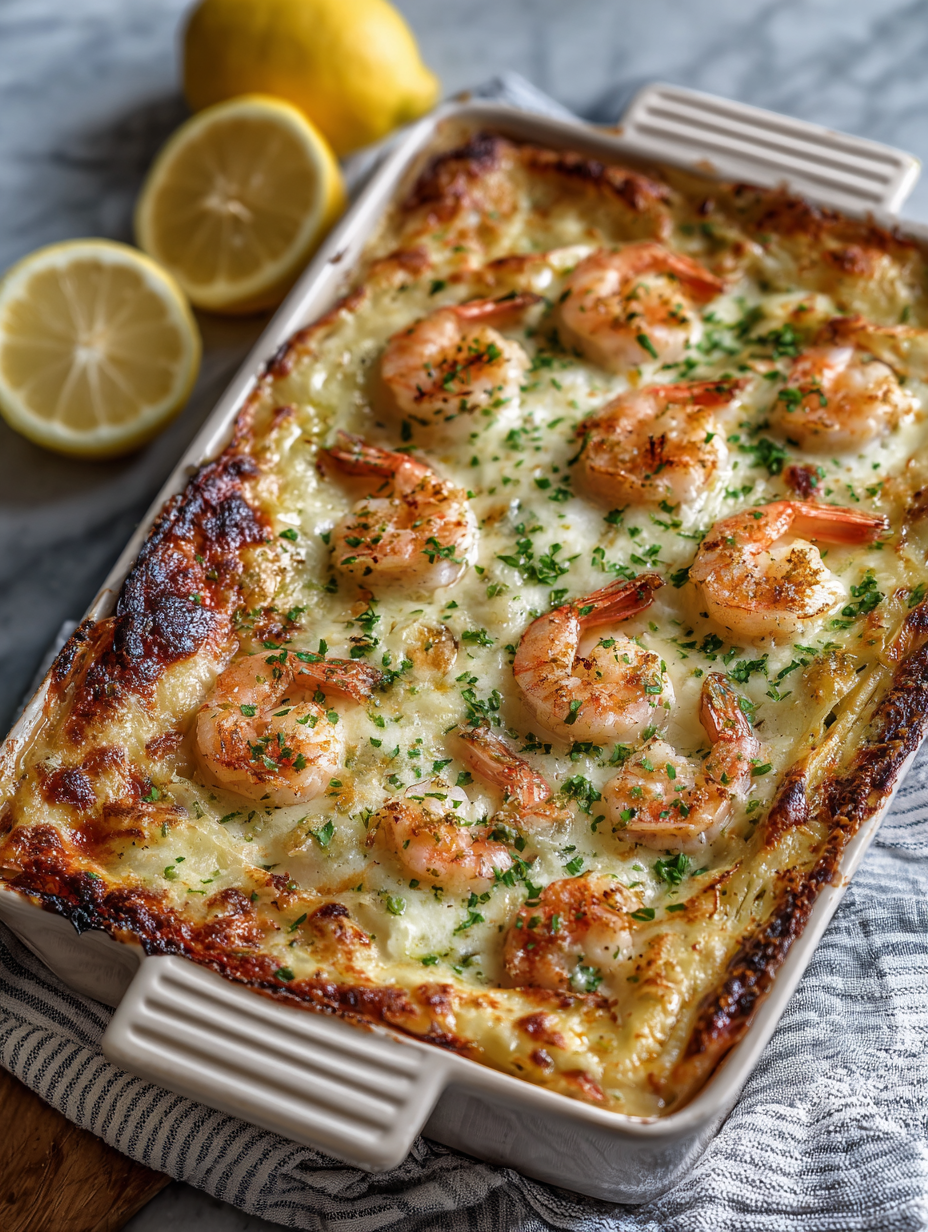 Garlic Butter Shrimp Scampi Lasagna