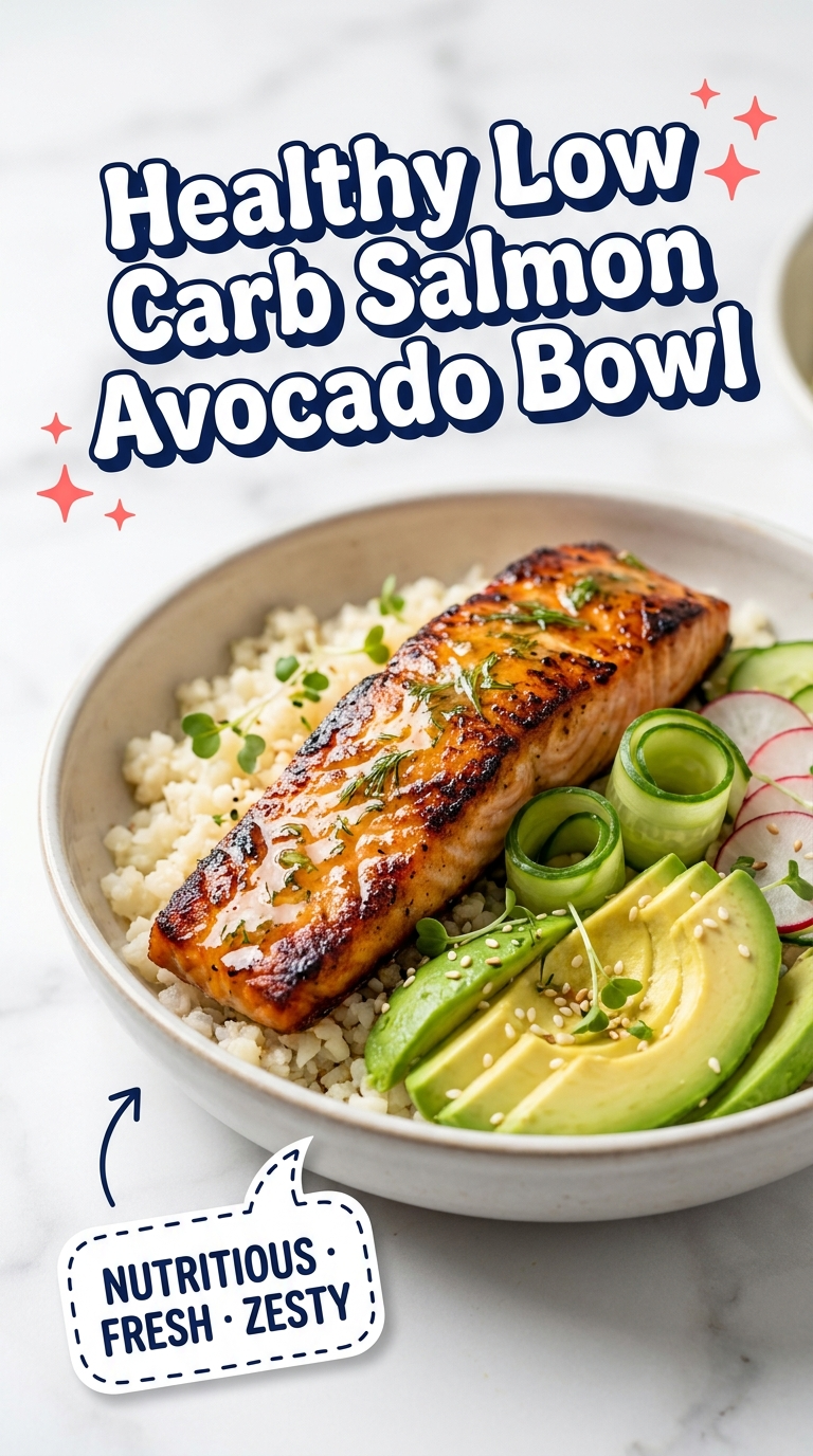 healthy low carb salmon avocado bowl