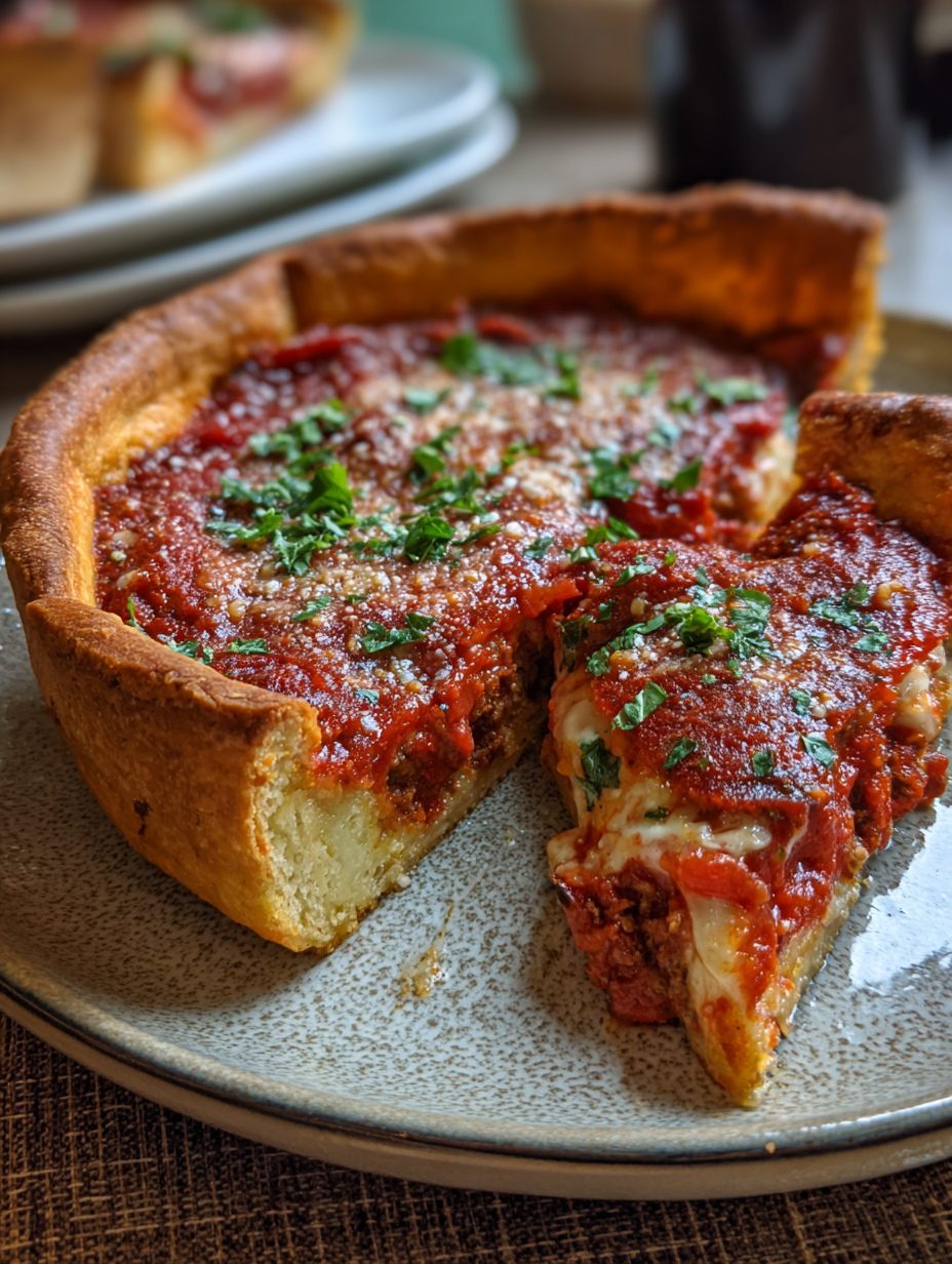 Homemade Chicago-Syle Deep Dish Pizza