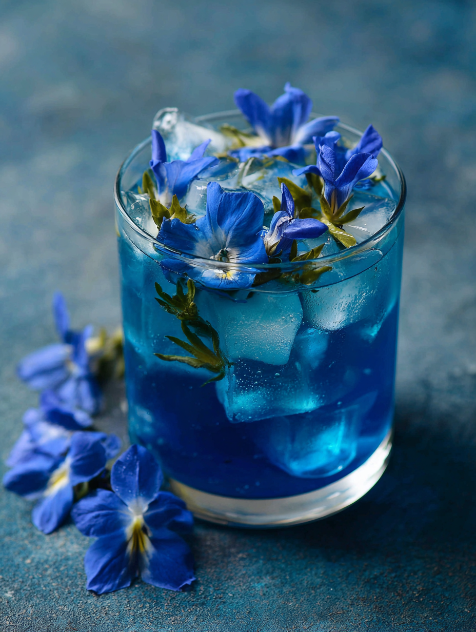 Refreshing Blue Pea Flower Lemonade with Magic Ice Cubes