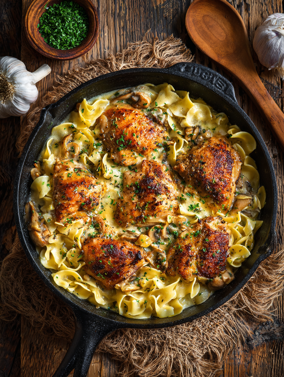 Savory One-Pan Chicken with Buttered Noodles