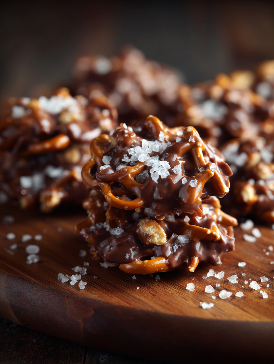 Sea Salt Chocolate Caramel Pretzel Clusters Recipe