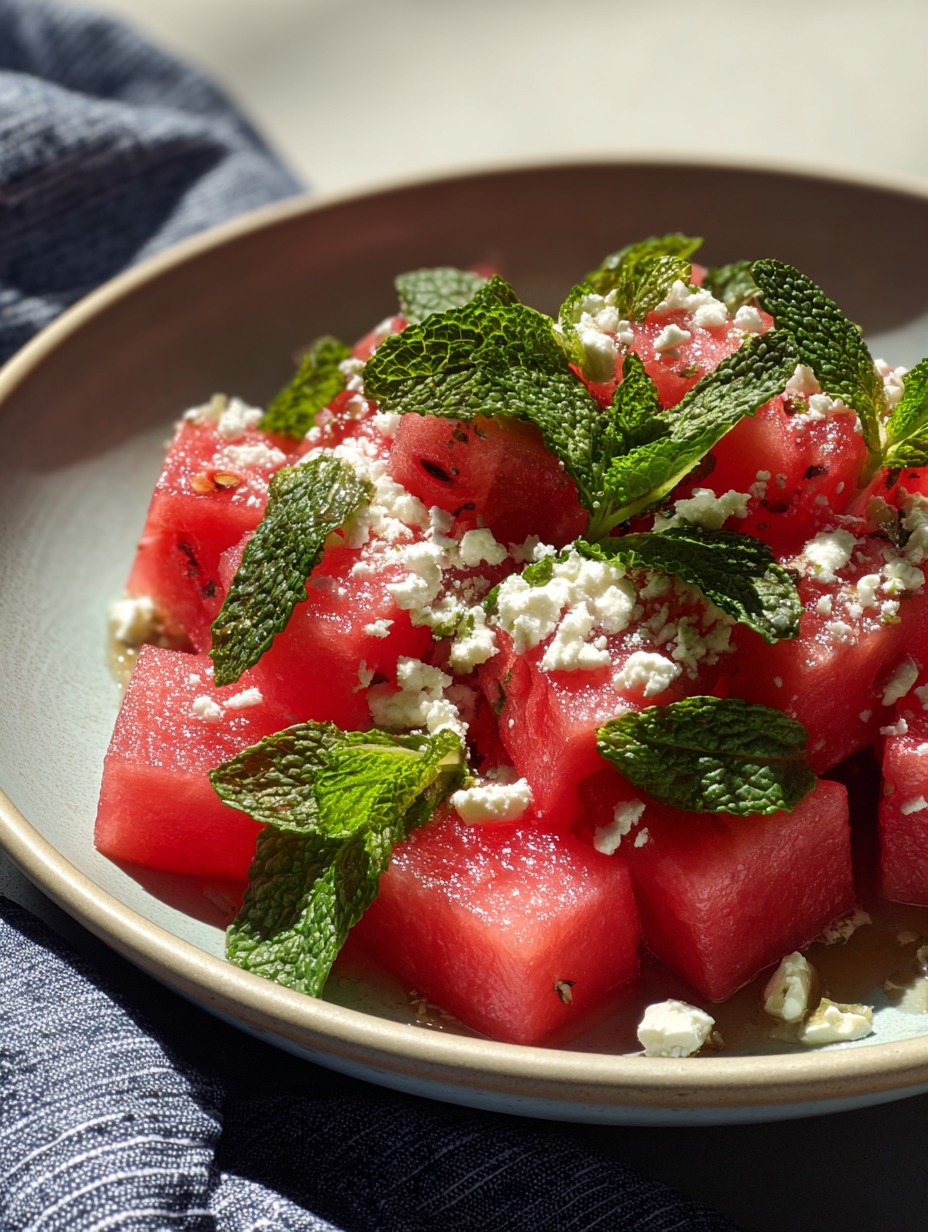 Watermelon Feta Mint Salad Recipe
